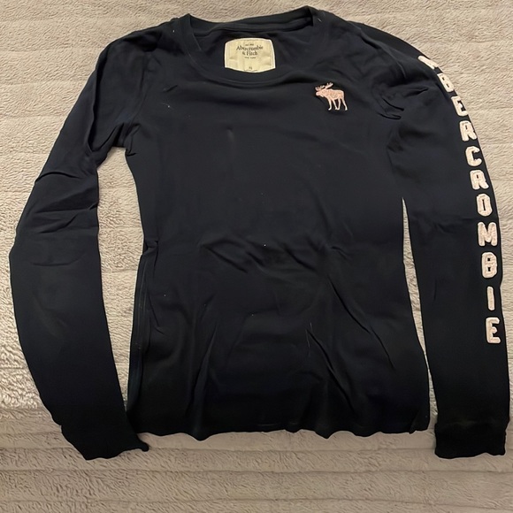 Abercrombie and fitch long sleeve shirt in navy with pink details - Picture 1 of 3